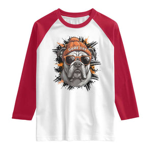 Bulldog Football Spirit Raglan Shirt Game Day Dog Lover Gift TS12 White Red Print Your Wear