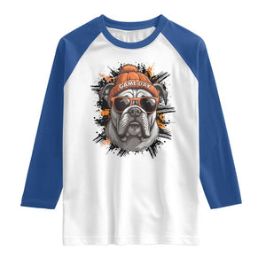 Bulldog Football Spirit Raglan Shirt Game Day Dog Lover Gift TS12 White Royal Print Your Wear