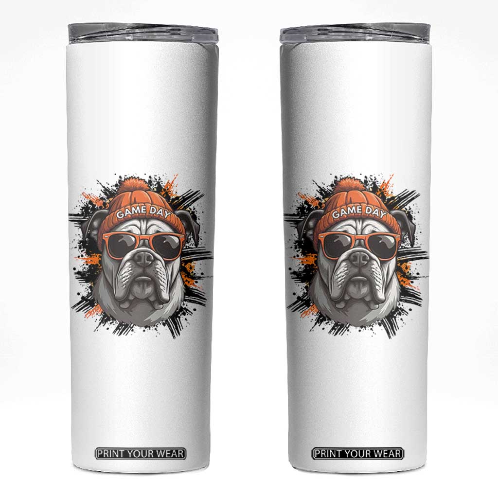 Bulldog Football Spirit Skinny Tumbler Game Day Dog Lover Gift TS12 White Print Your Wear