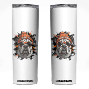 Bulldog Football Spirit Skinny Tumbler Game Day Dog Lover Gift TS12 White Print Your Wear