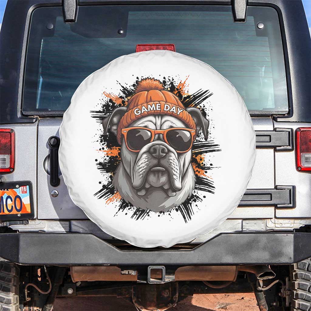 Bulldog Football Spirit Spare Tire Cover Game Day Dog Lover Gift TS12 No hole White Print Your Wear