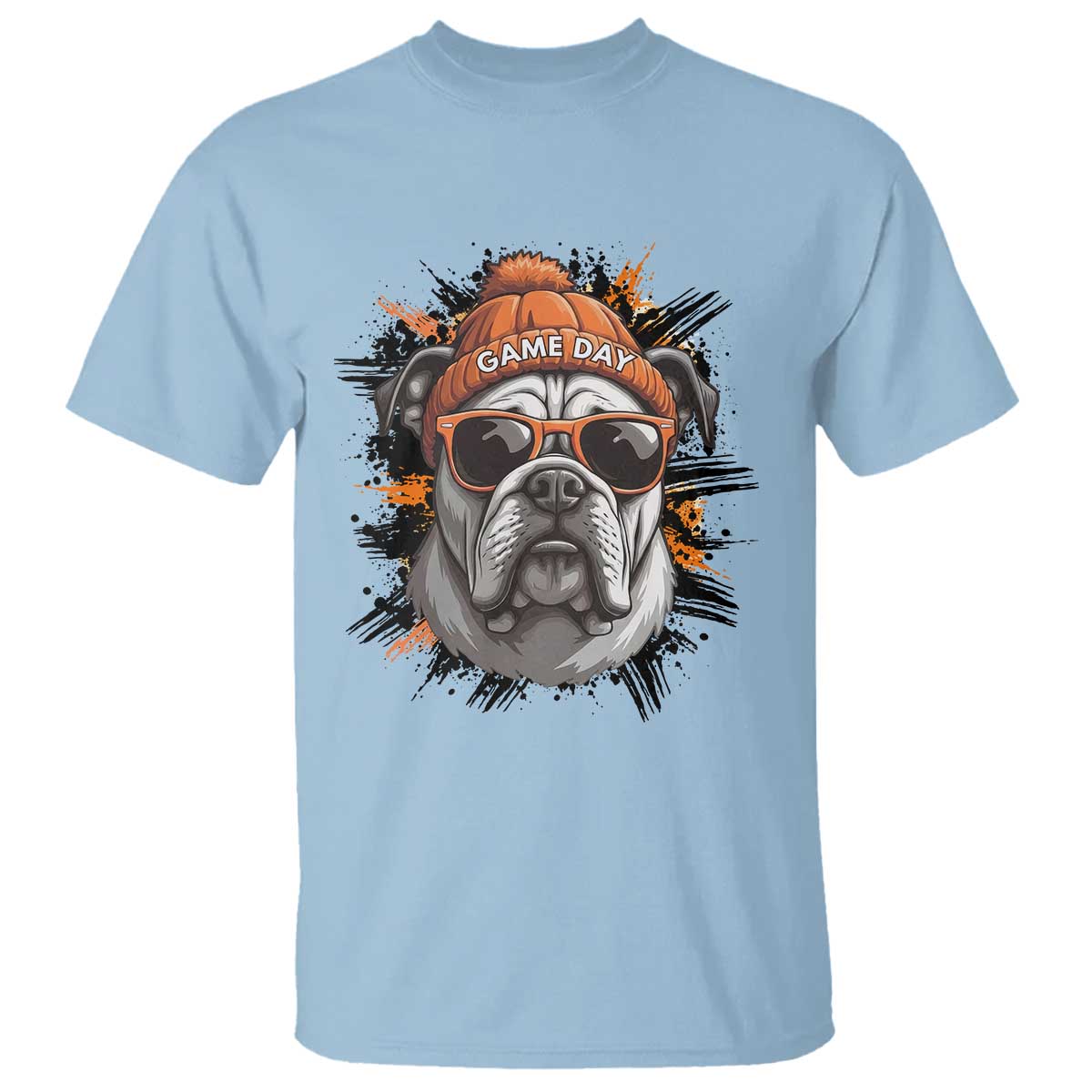 Bulldog Football Spirit T Shirt Game Day Dog Lover Gift TS12 Light Blue Print Your Wear