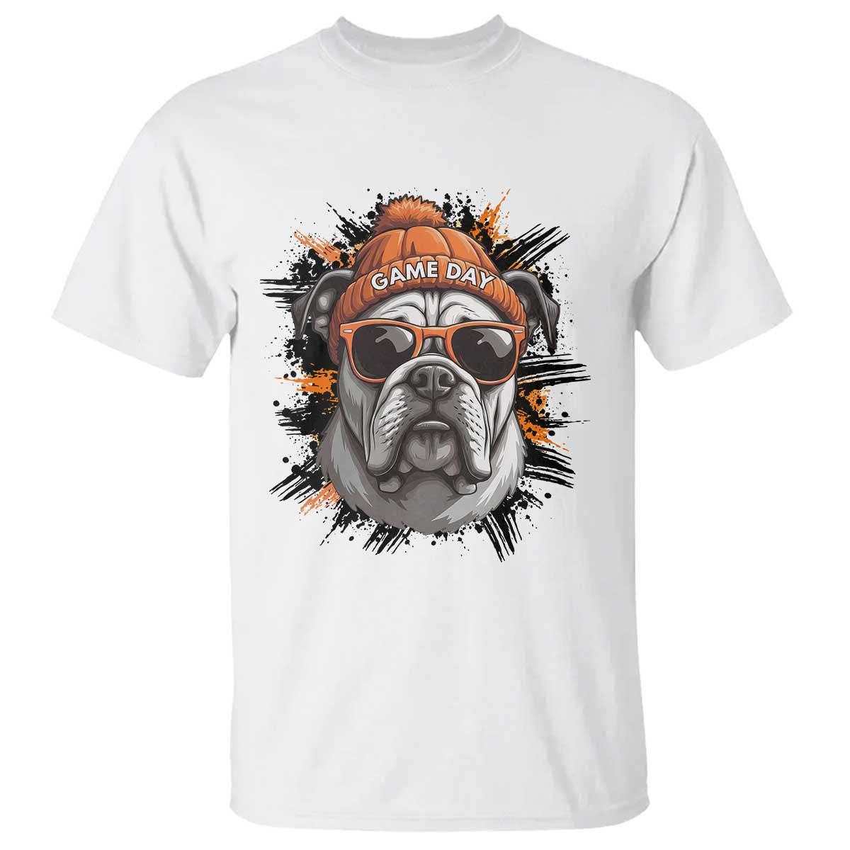 Bulldog Football Spirit T Shirt Game Day Dog Lover Gift TS12 White Print Your Wear