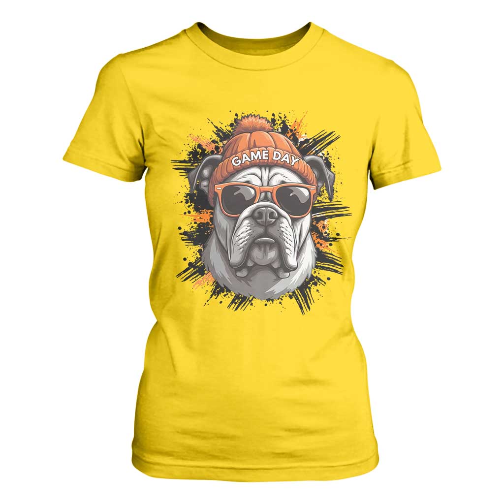 Bulldog Football Spirit T Shirt For Women Game Day Dog Lover Gift TS12 Daisy Print Your Wear
