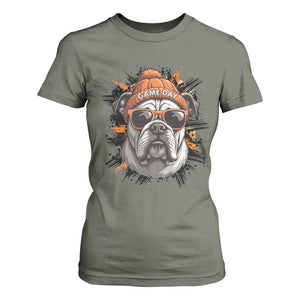 Bulldog Football Spirit T Shirt For Women Game Day Dog Lover Gift TS12 Military Green Print Your Wear