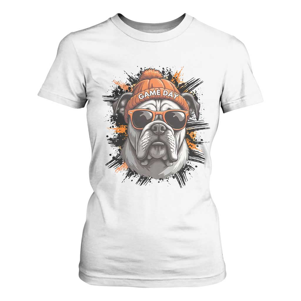 Bulldog Football Spirit T Shirt For Women Game Day Dog Lover Gift TS12 White Print Your Wear