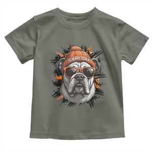 Bulldog Football Spirit Toddler T Shirt Game Day Dog Lover Gift TS12 Military Green Print Your Wear