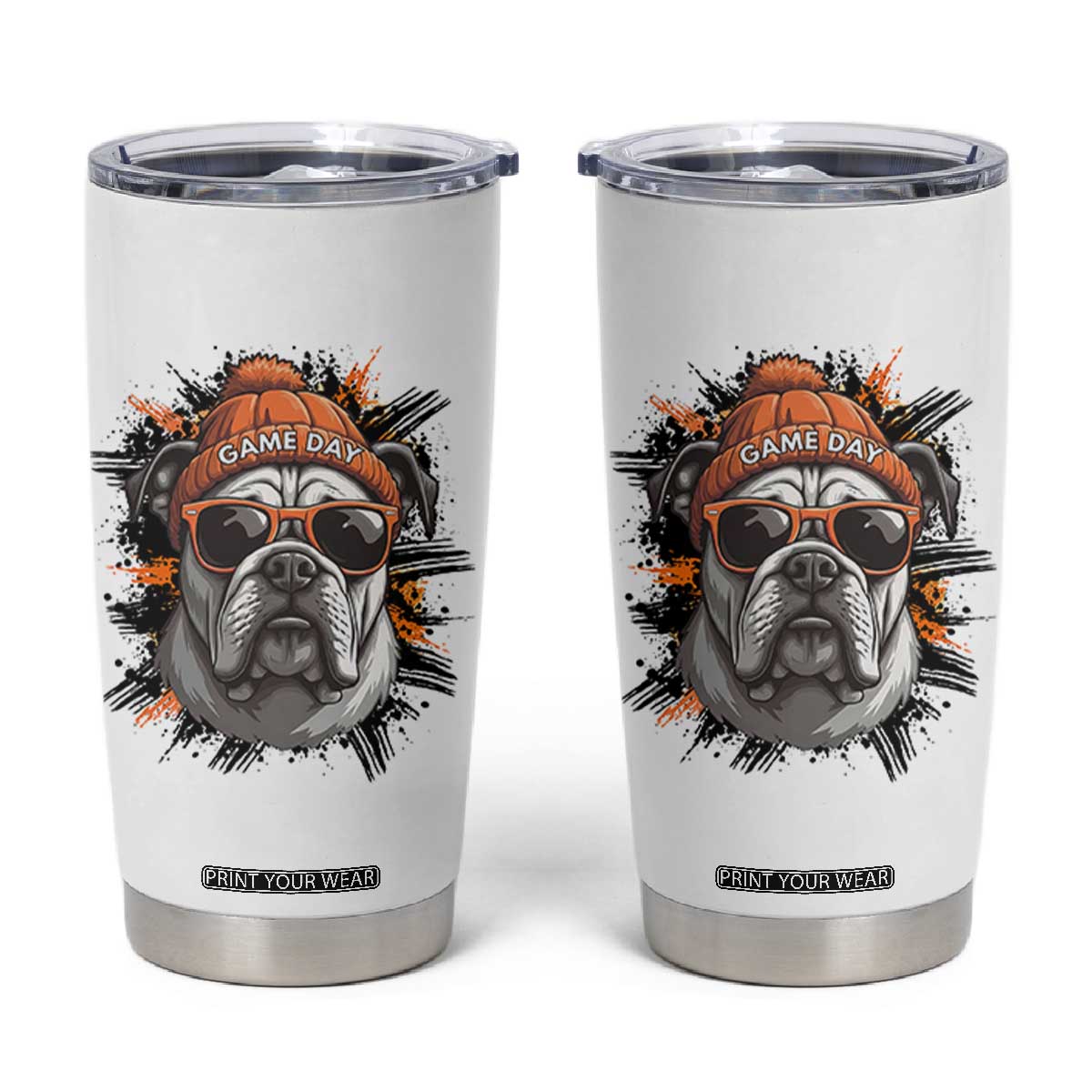 Bulldog Football Spirit Tumbler Cup Game Day Dog Lover Gift TS12 White Print Your Wear