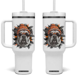 Bulldog Football Spirit Tumbler With Handle Game Day Dog Lover Gift TS12 One Size: 40 oz White Print Your Wear