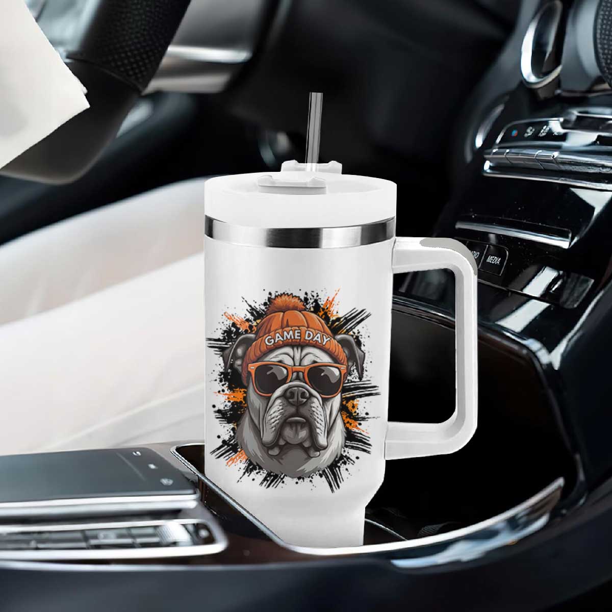 Bulldog Football Spirit Tumbler With Handle Game Day Dog Lover Gift TS12 Print Your Wear