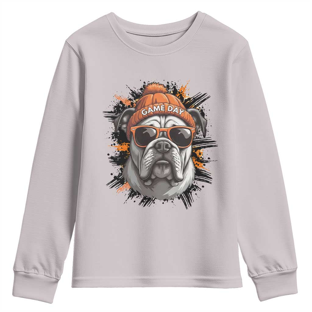 Bulldog Football Spirit Youth Sweatshirt Game Day Dog Lover Gift TS12 Ice Gray Print Your Wear