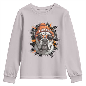 Bulldog Football Spirit Youth Sweatshirt Game Day Dog Lover Gift TS12 Ice Gray Print Your Wear