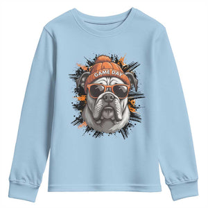 Bulldog Football Spirit Youth Sweatshirt Game Day Dog Lover Gift TS12 Light Blue Print Your Wear