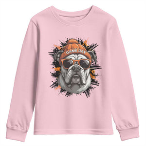 Bulldog Football Spirit Youth Sweatshirt Game Day Dog Lover Gift TS12 Light Pink Print Your Wear
