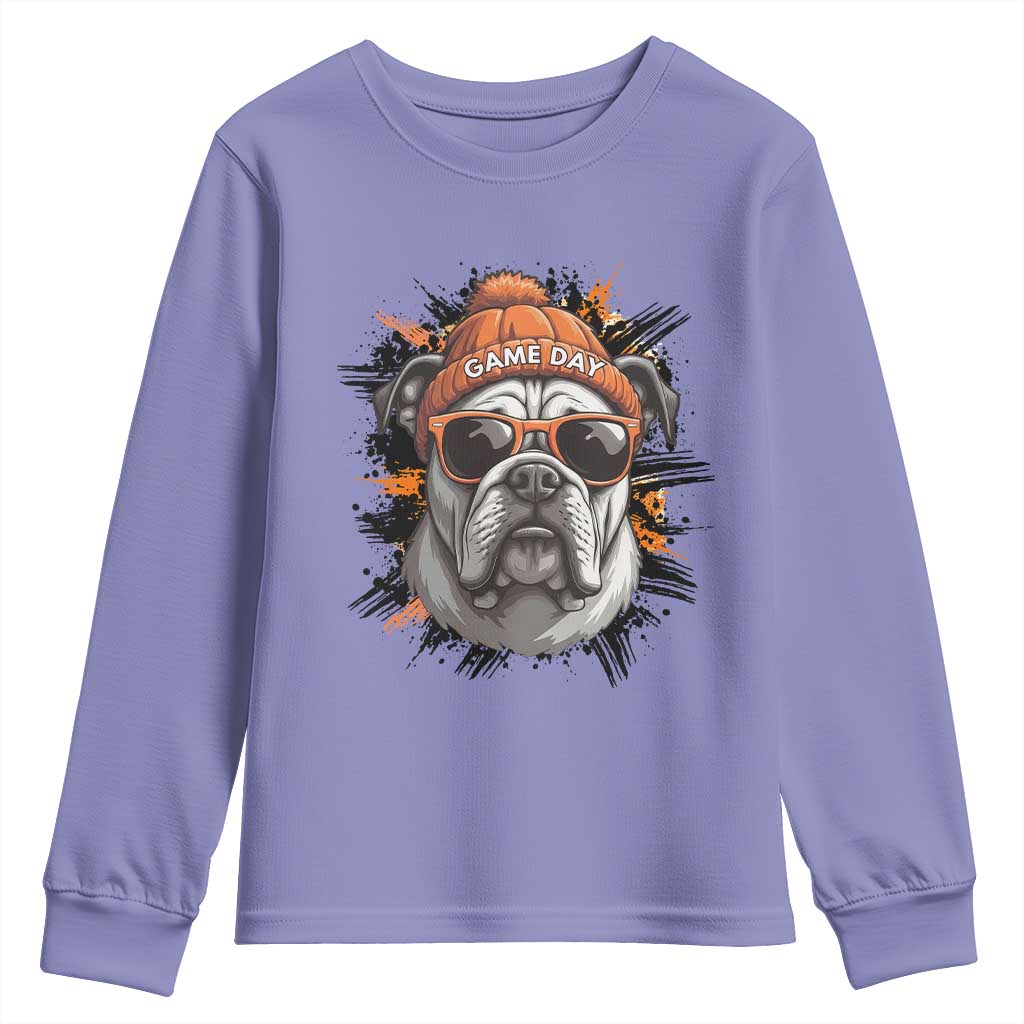 Bulldog Football Spirit Youth Sweatshirt Game Day Dog Lover Gift TS12 Violet Print Your Wear