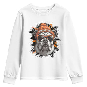 Bulldog Football Spirit Youth Sweatshirt Game Day Dog Lover Gift TS12 White Print Your Wear