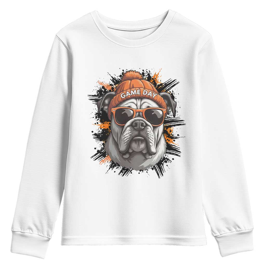 Bulldog Football Spirit Youth Sweatshirt Game Day Dog Lover Gift TS12 White Print Your Wear