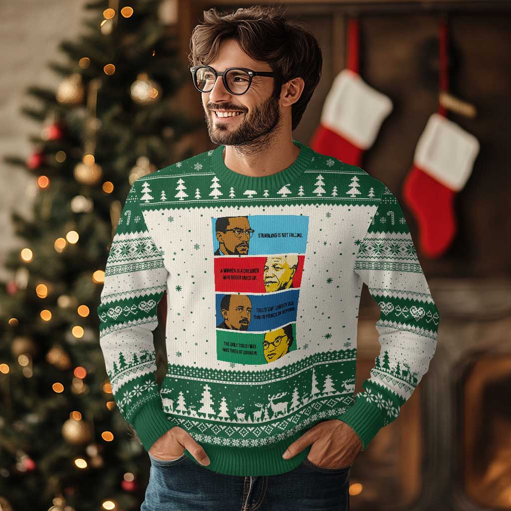 African American Leaders History Quote Gift Ugly Christmas Sweater TS12 Beige Green Print Your Wear