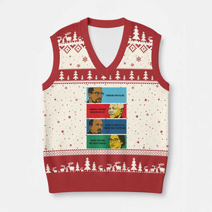 African American Leaders History Quote Gift V-Neck Knit Sweater Vest TS12 Beige Red Print Your Wear
