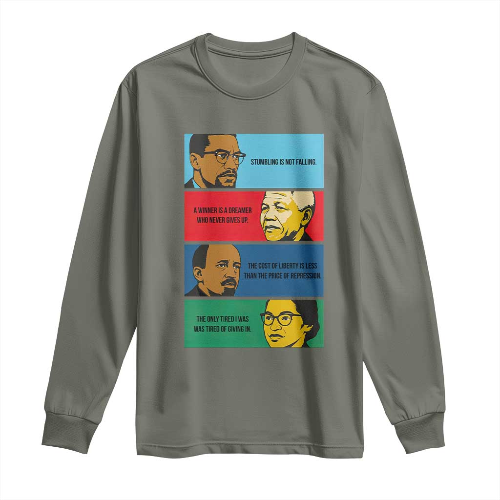 African American Leaders History Quote Gift Long Sleeve Shirt TS12 Military Green Print Your Wear