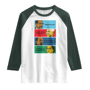 African American Leaders History Quote Gift Raglan Shirt TS12 White Dark Forest Green Print Your Wear