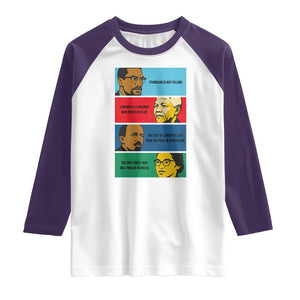 African American Leaders History Quote Gift Raglan Shirt TS12 White Purple Print Your Wear
