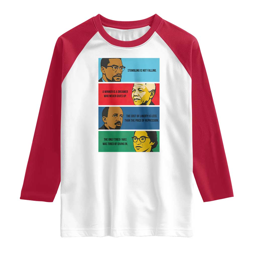 African American Leaders History Quote Gift Raglan Shirt TS12 White Red Print Your Wear