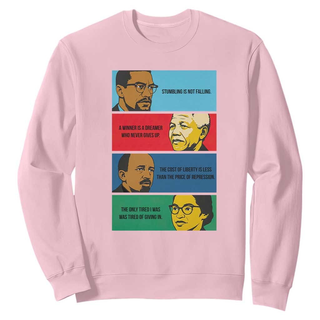African American Leaders History Quote Gift Sweatshirt TS12 Light Pink Print Your Wear