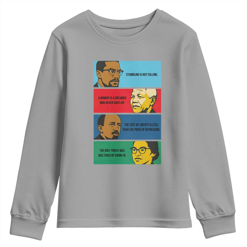 African American Leaders History Quote Gift Youth Sweatshirt TS12 Sport Gray Print Your Wear