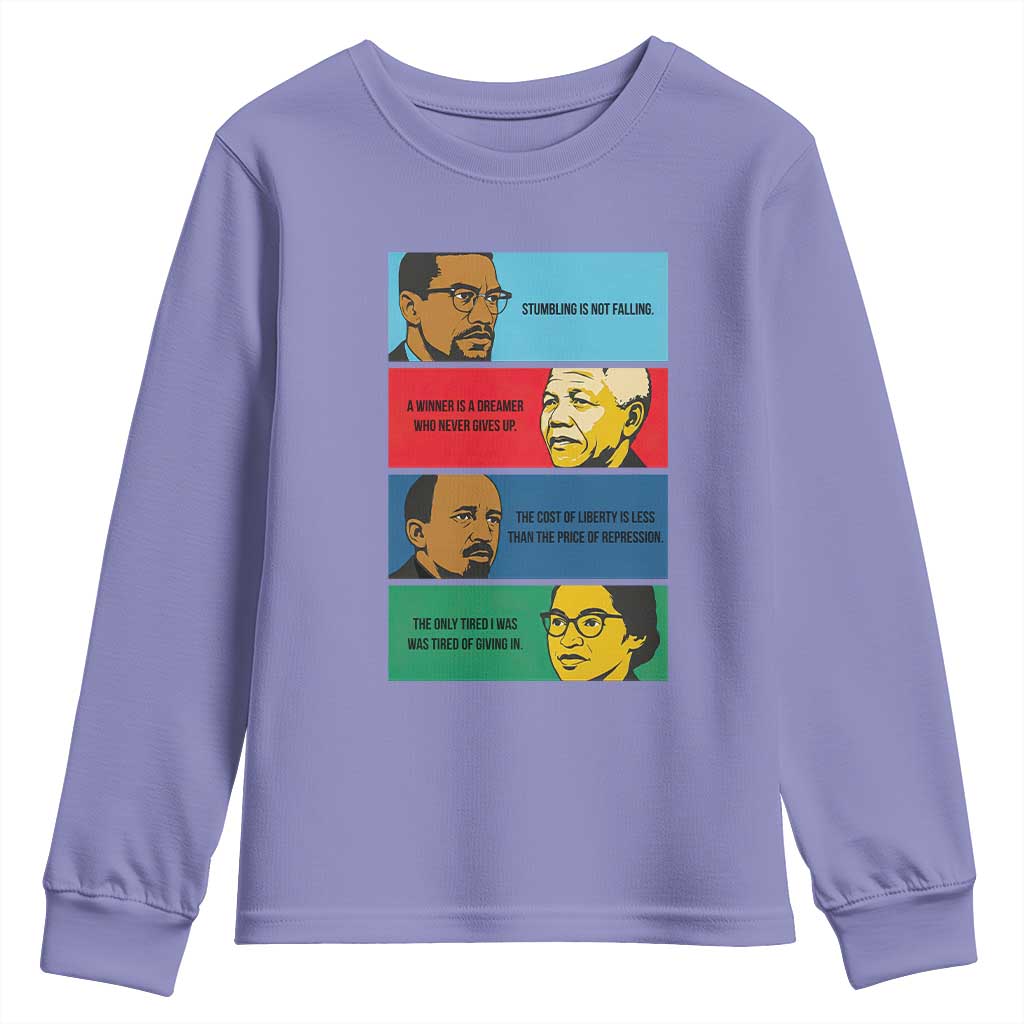 African American Leaders History Quote Gift Youth Sweatshirt TS12 Violet Print Your Wear