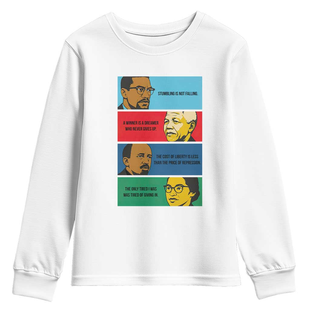 African American Leaders History Quote Gift Youth Sweatshirt TS12 White Print Your Wear