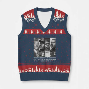 Marcus Garve Quote V-Neck Knit Sweater Vest Liberate The Minds Of Men TS12 Navy Red Print Your Wear