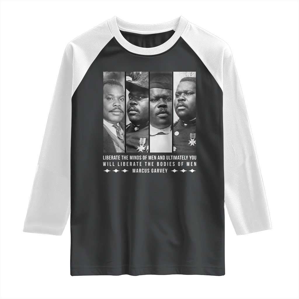 Marcus Garve Quote Raglan Shirt Liberate The Minds Of Men TS12 Black White Print Your Wear