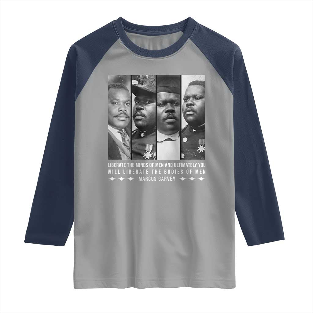 Marcus Garve Quote Raglan Shirt Liberate The Minds Of Men TS12 Sport Gray Navy Print Your Wear