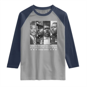 Marcus Garve Quote Raglan Shirt Liberate The Minds Of Men TS12 Sport Gray Navy Print Your Wear