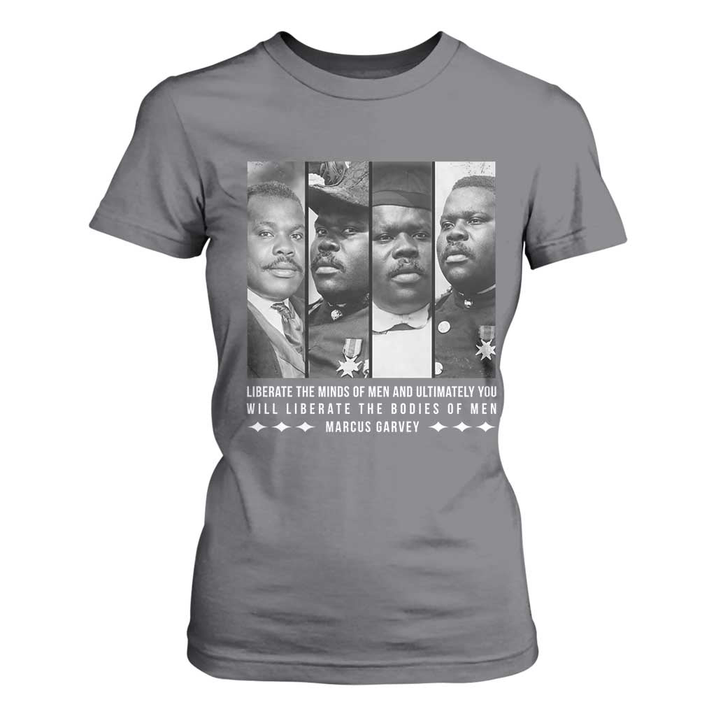 Marcus Garve Quote T Shirt For Women Liberate The Minds Of Men TS12 Charcoal Print Your Wear