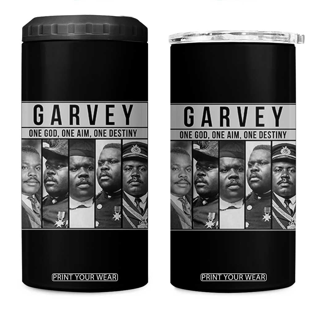 Marcus Garvey Quote 4 in 1 Can Cooler Tumbler One God One Aim One Destiny TS12 One Size: 16 oz Black Print Your Wear