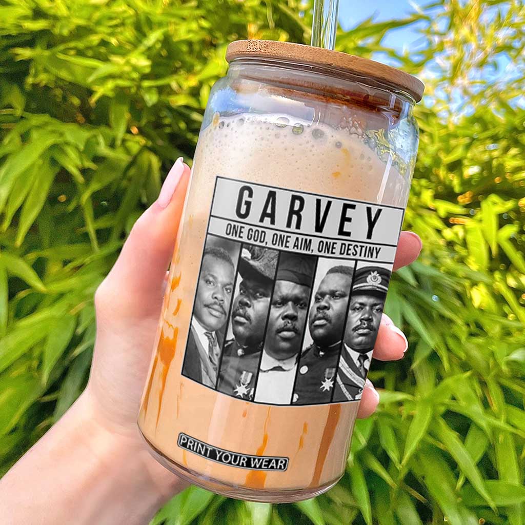 Marcus Garvey Quote Glass Can One God One Aim One Destiny TS12 Black Print Your Wear