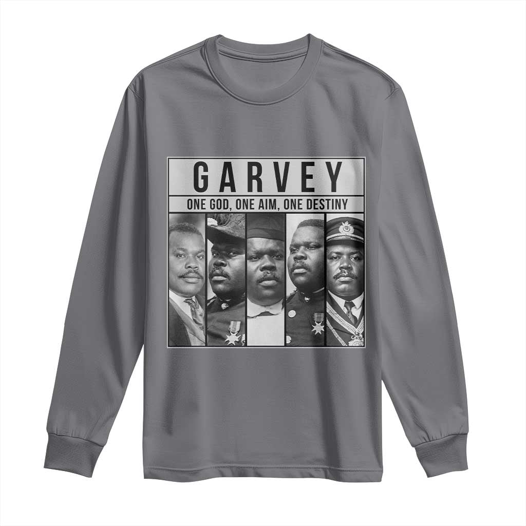 Marcus Garvey Quote Long Sleeve Shirt One God One Aim One Destiny TS12 Charcoal Print Your Wear