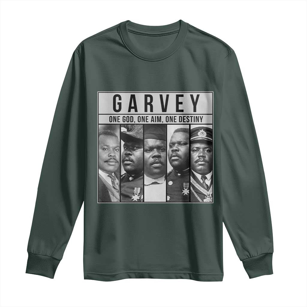 Marcus Garvey Quote Long Sleeve Shirt One God One Aim One Destiny TS12 Dark Forest Green Print Your Wear