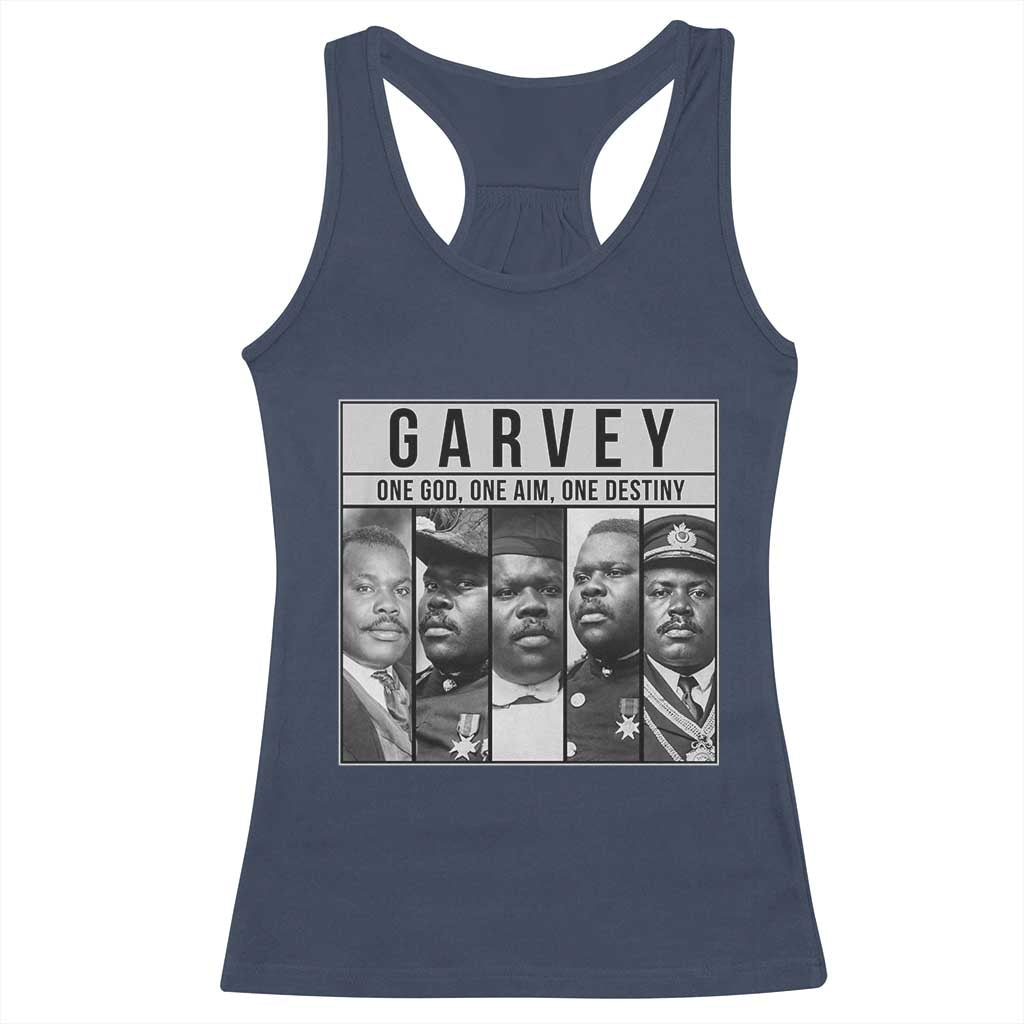 Marcus Garvey Quote Racerback Tank Top One God One Aim One Destiny TS12 Navy Print Your Wear