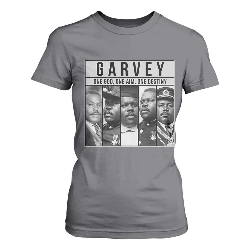 Marcus Garvey Quote T Shirt For Women One God One Aim One Destiny TS12 Charcoal Print Your Wear
