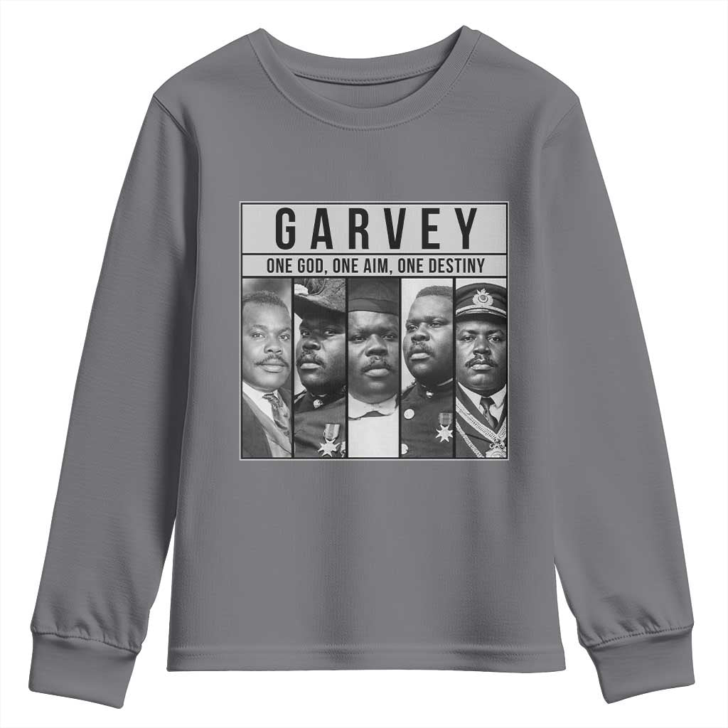 Marcus Garvey Quote Youth Sweatshirt One God One Aim One Destiny TS12 Charcoal Print Your Wear