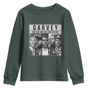 Marcus Garvey Quote Youth Sweatshirt One God One Aim One Destiny TS12 Dark Forest Green Print Your Wear