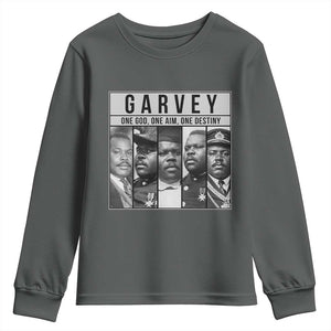 Marcus Garvey Quote Youth Sweatshirt One God One Aim One Destiny TS12 Dark Heather Print Your Wear