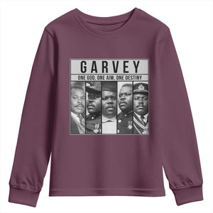 Marcus Garvey Quote Youth Sweatshirt One God One Aim One Destiny TS12 Maroon Print Your Wear