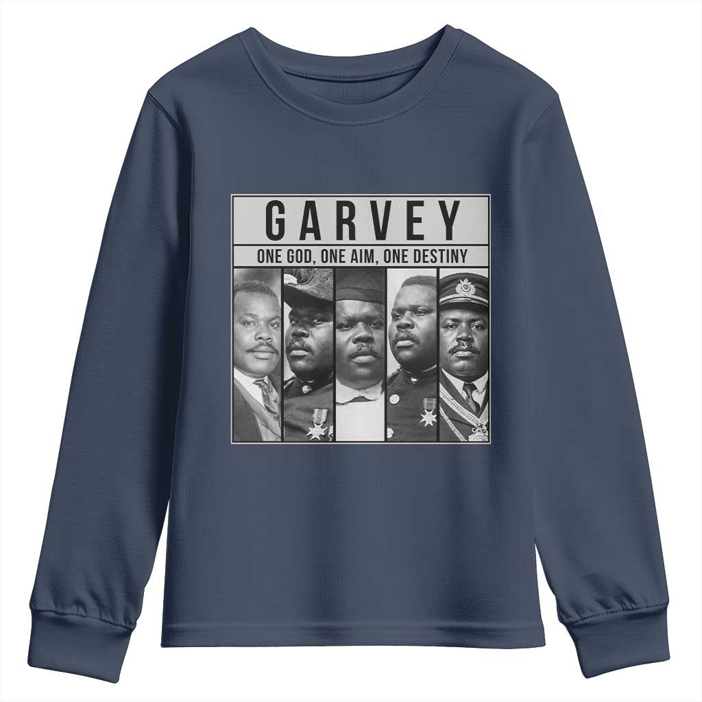 Marcus Garvey Quote Youth Sweatshirt One God One Aim One Destiny TS12 Navy Print Your Wear