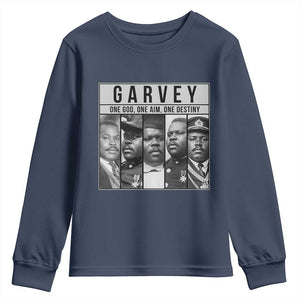 Marcus Garvey Quote Youth Sweatshirt One God One Aim One Destiny TS12 Navy Print Your Wear