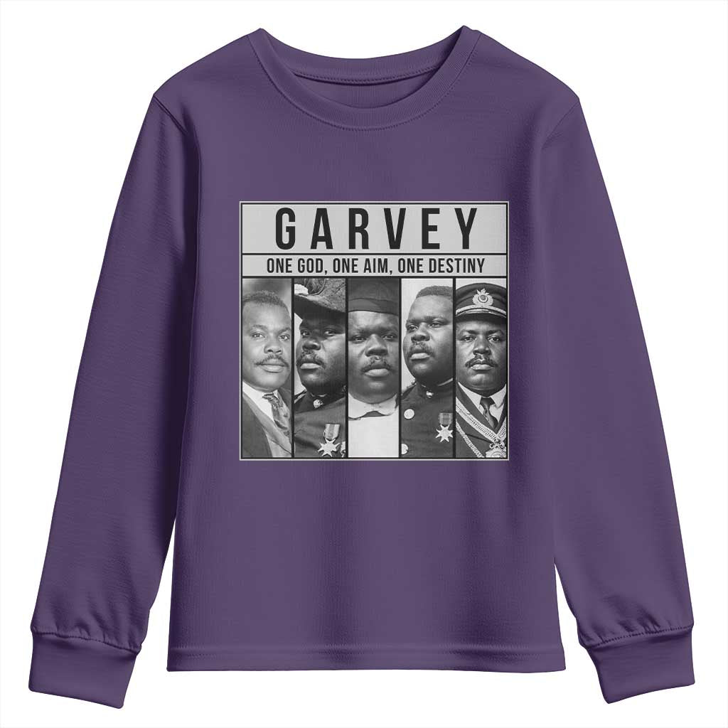 Marcus Garvey Quote Youth Sweatshirt One God One Aim One Destiny TS12 Purple Print Your Wear