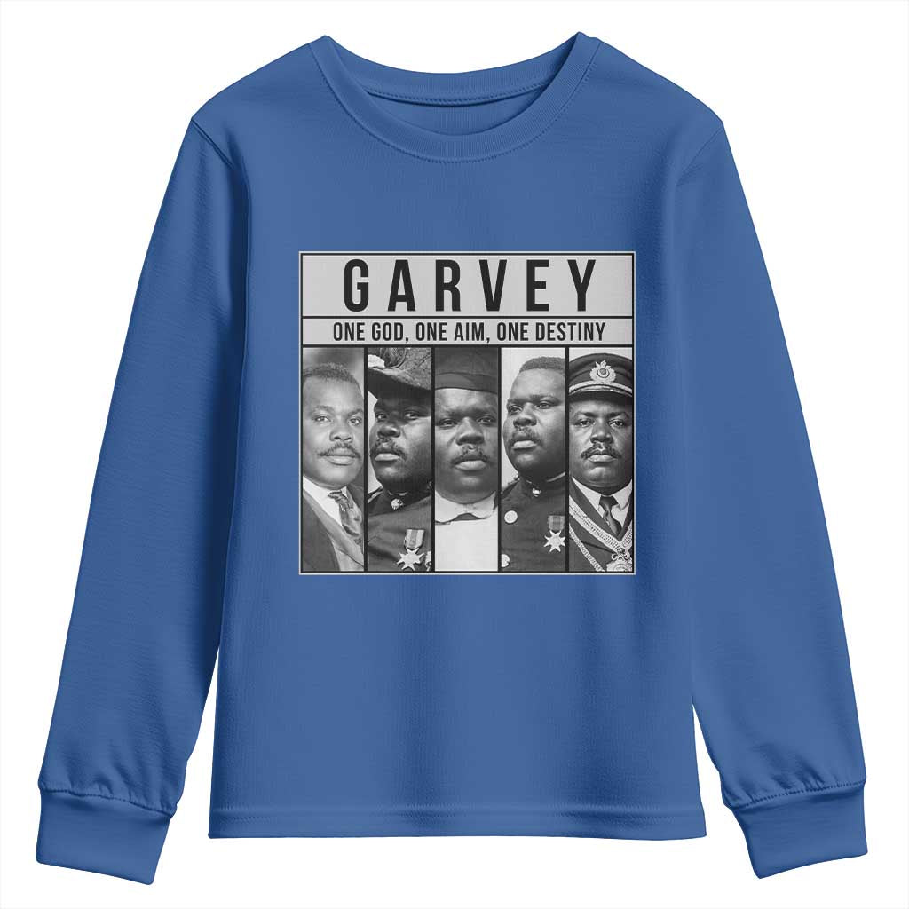Marcus Garvey Quote Youth Sweatshirt One God One Aim One Destiny TS12 Royal Blue Print Your Wear